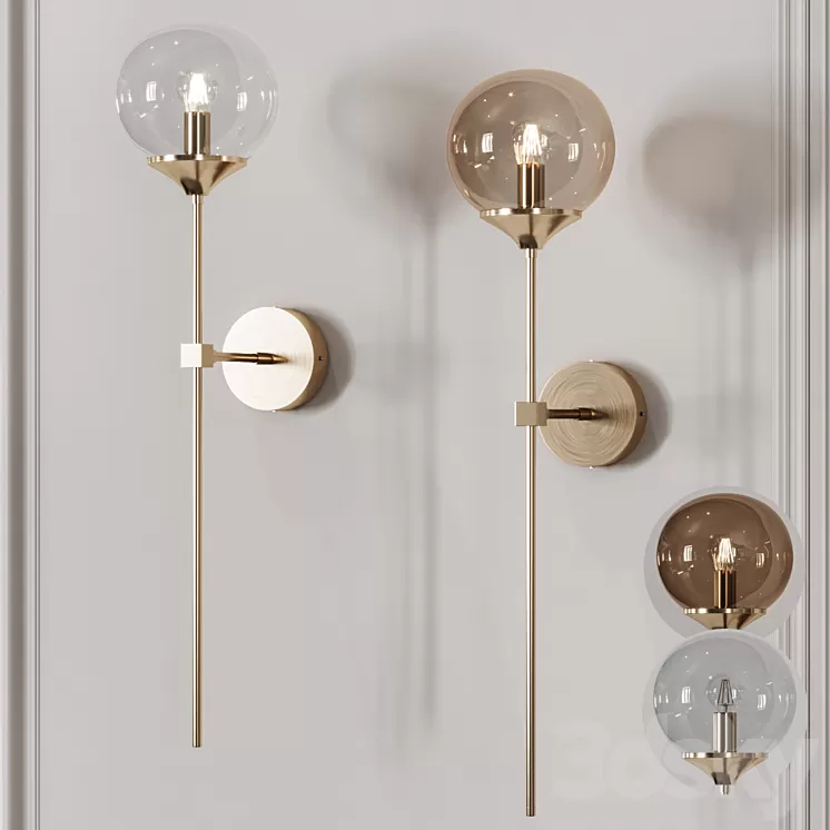 Retro Long Pole Brass Contemporary Wall Sconce 3D Model