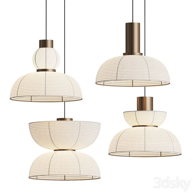 Retro Wabi Sabi Japanese Pendant Light 3D Model