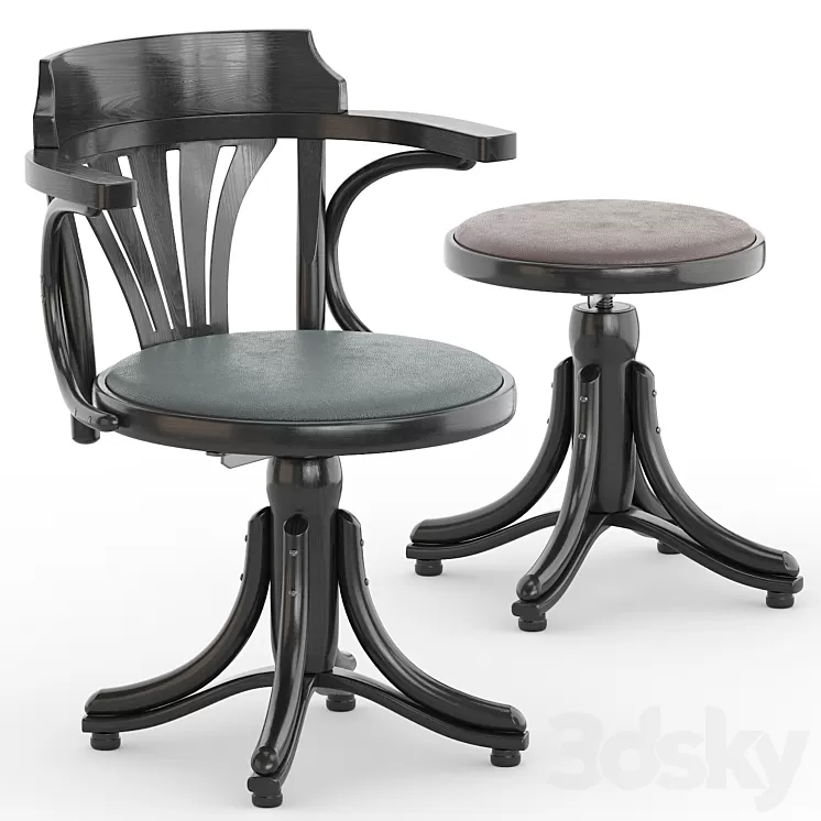 revolving armchair kontor 523_stool piano 3D Model