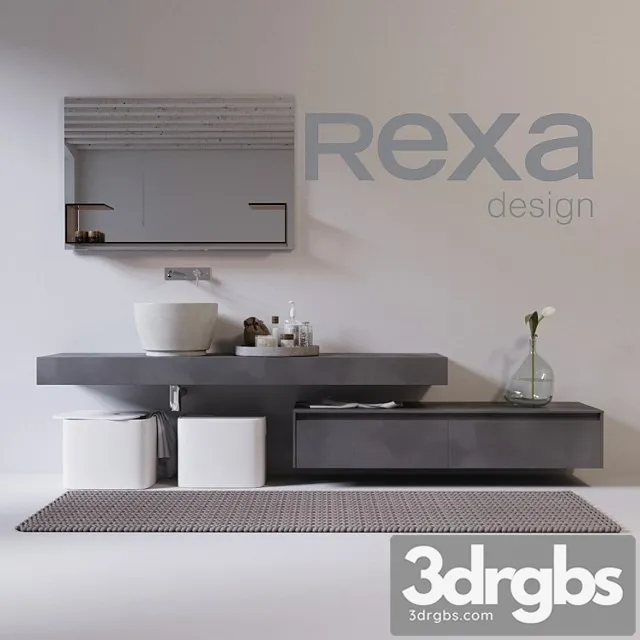 Rexa Design Washbasin With Furniture and Accessories 3D Model Free