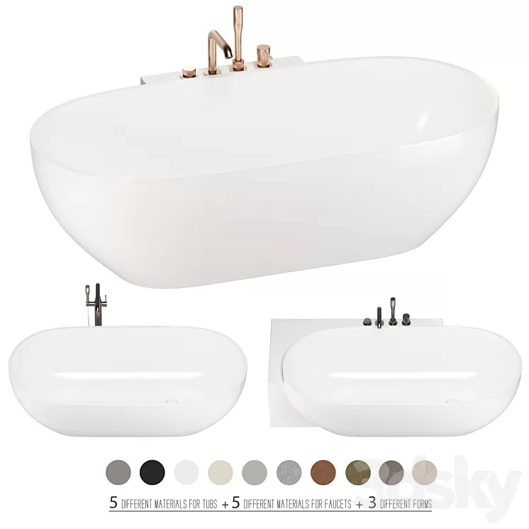 REXA HOLE bathtubs set 01 3D Model