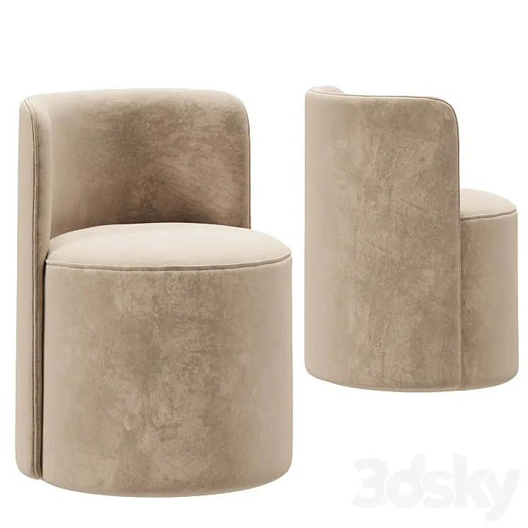 Reynaux Curve Leather Dining Chair 3D Model Free