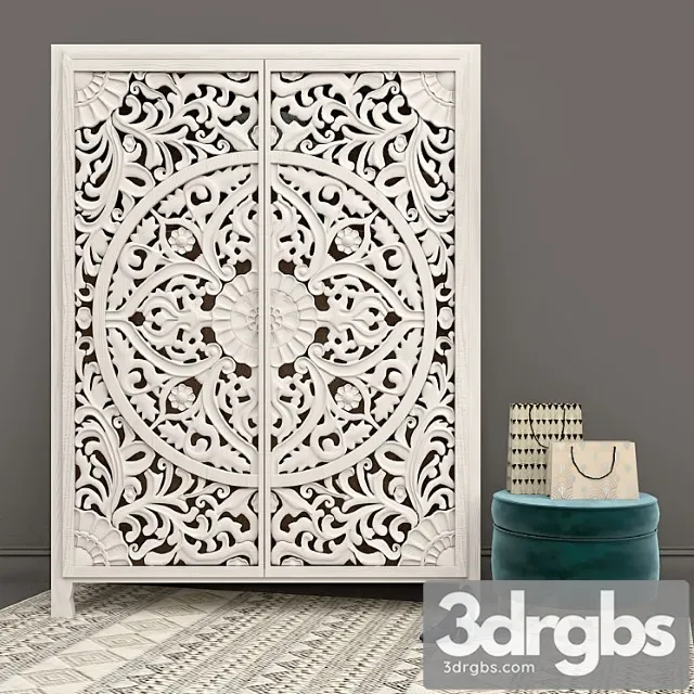 Reznoi Shkaf Lombok Armoire S Pufom Velvet Carousel Ottoman Ot Anthropologie 3D Model Free