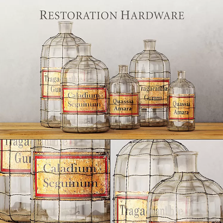 RH / 19TH C. CAGED APOTHECARY BOTTLE COLLECTION 3D Model