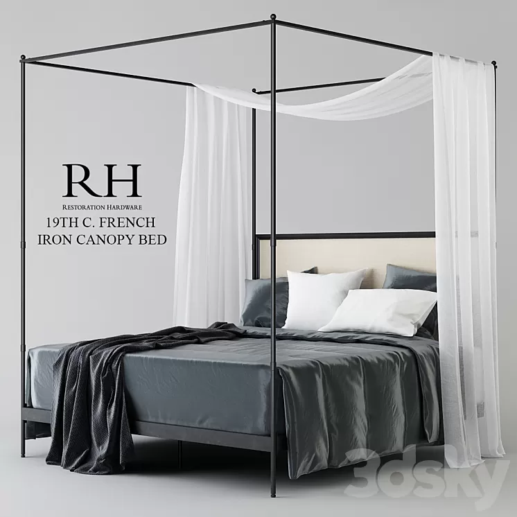 RH 19TH WITH FRENCH IRON CANOPY BED 3D Model