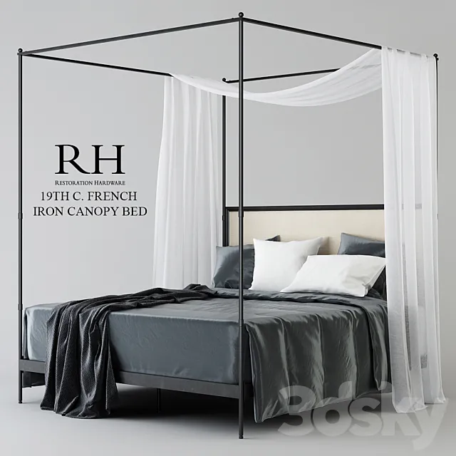 RH 19TH WITH FRENCH IRON CANOPY BED 3DModel