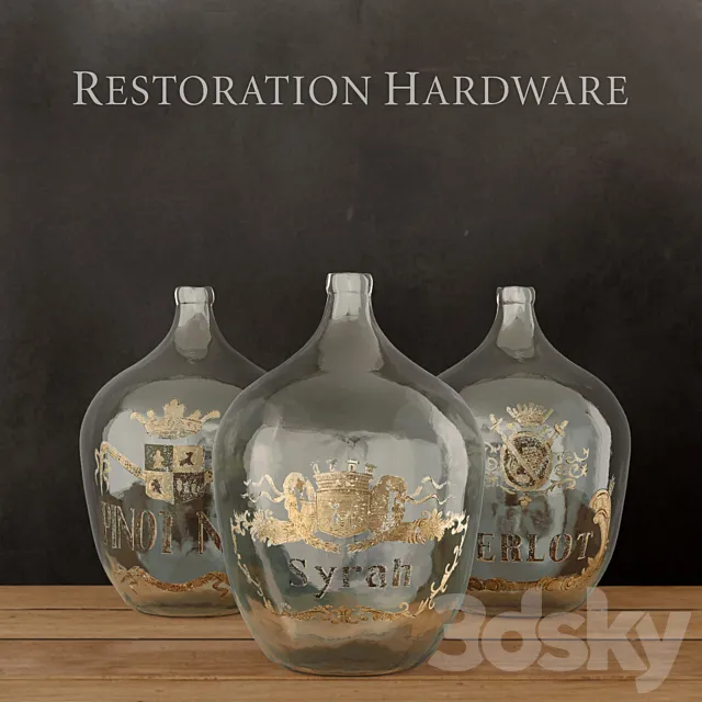 RH _ 1920S HAND-BLOWN WINE BOTTLE COLLECTION 3D Model