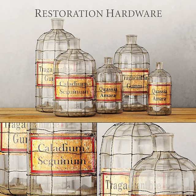 RH _ 19TH C. CAGED APOTHECARY BOTTLE COLLECTION 3DModel