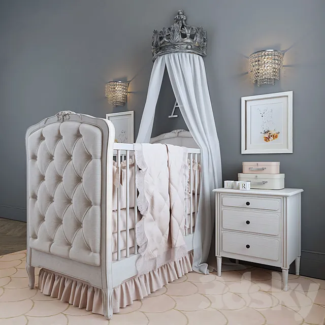 RH _ BED COLETTE TUFTED CRIB 3D Model