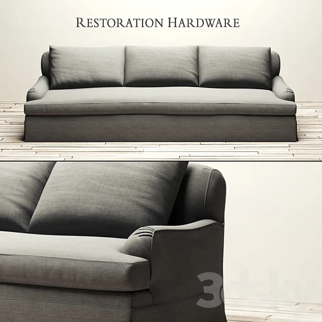 RH _ BELGIAN CLASSIC ROLL ARM SLIPCOVERED SOFA 3D Model