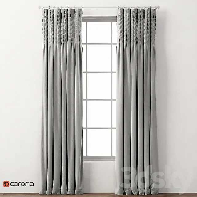 RH _ BOX-TUFTED VELVET DRAPERY PANEL_1 3D Model