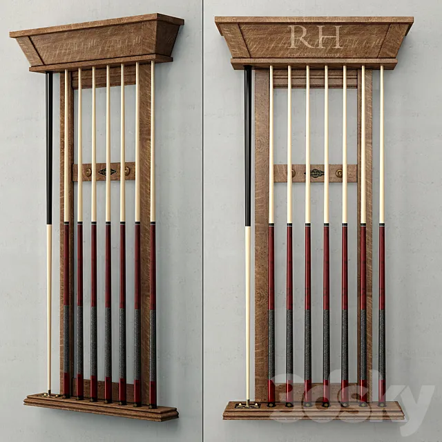 RH _ BRUNSWICK VINTAGE 1906 BILLIARDS TABLE CUE RACK 3DModel
