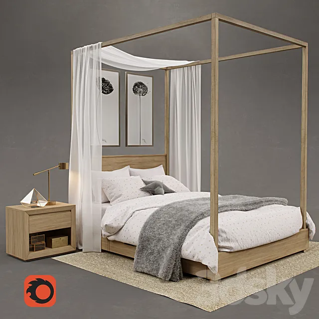 RH _ Callum storage canopy bed 3D Model
