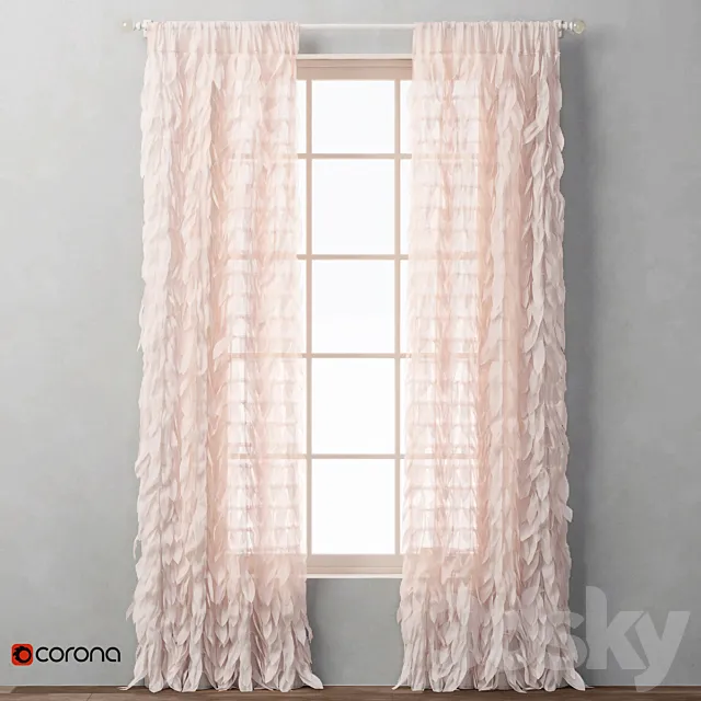 RH _ CASCADING TULLE DRAPERY PANEL_1 3DModel