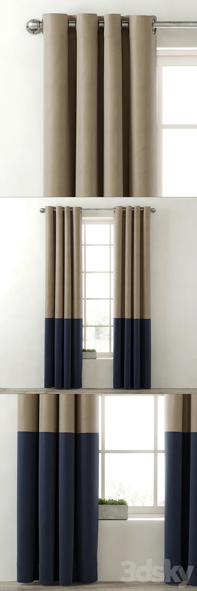 RH _ COLORBLOCK COTTON CANVAS DRAPERY PANEL 3DModel