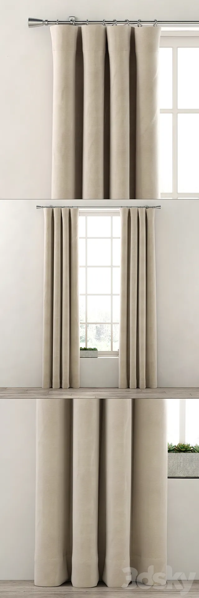 RH _ COTTON CANVAS DRAPERY PANEL 3D Model