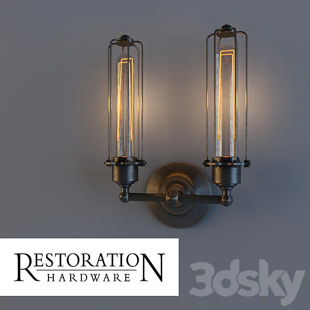 RH _ Edison Caged double sconce gunmetal 3DModel