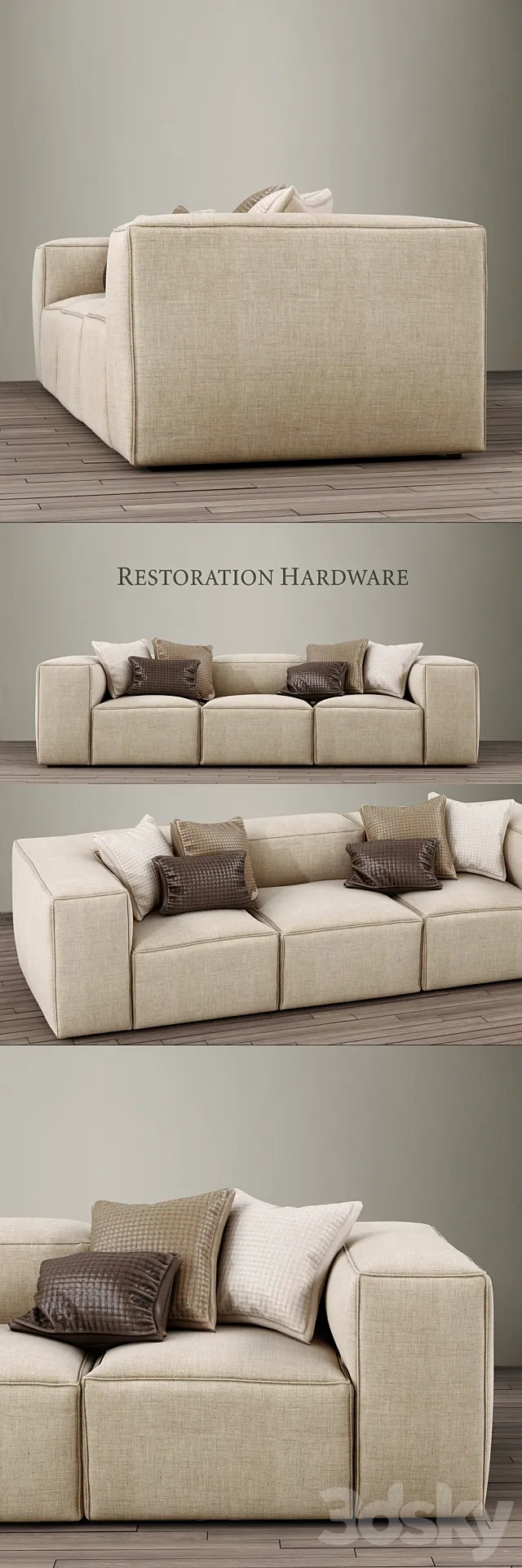 RH _ FULHAM UPHOLSTERED LEFT-ARM SOFA CHAISE SECTIONAL 3D Model