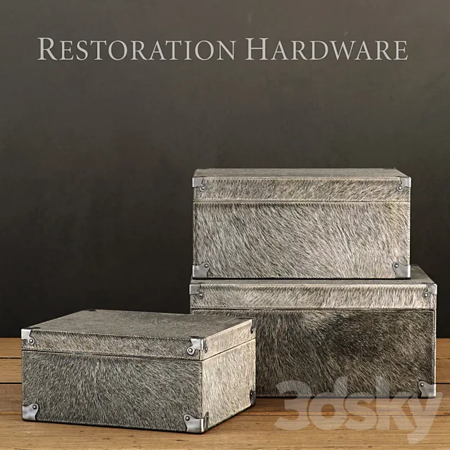 RH _ HAIR-ON-HIDE STORAGE BOXES 3D Model
