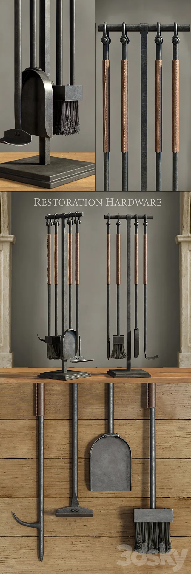 RH _ LEATHER RIVET HEARTH TOOL SET 3DModel