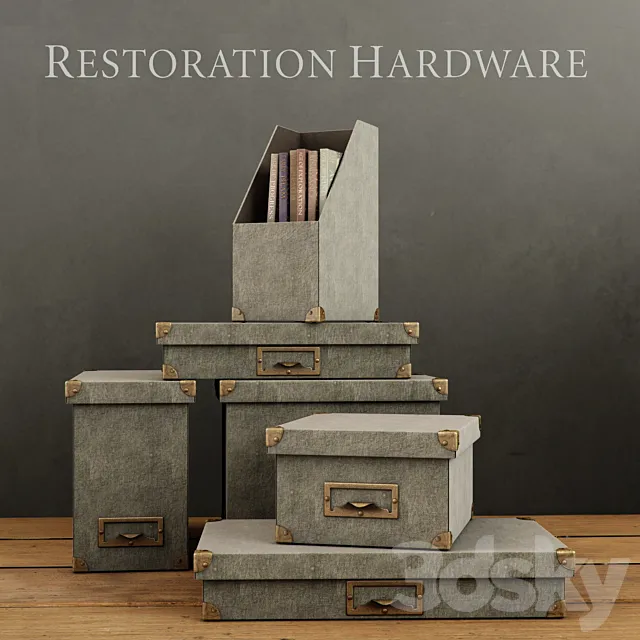 RH _ LINEN OFFICE STORAGE ACCESSORIES FOG 3DModel