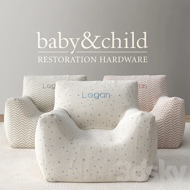 RH _ NURSERY CANVAS BEAN BAG CHAIR COVER 3DModel