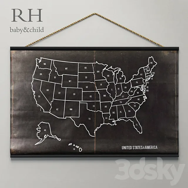 RH _ USA CHALKBOARD MAP 3D Model