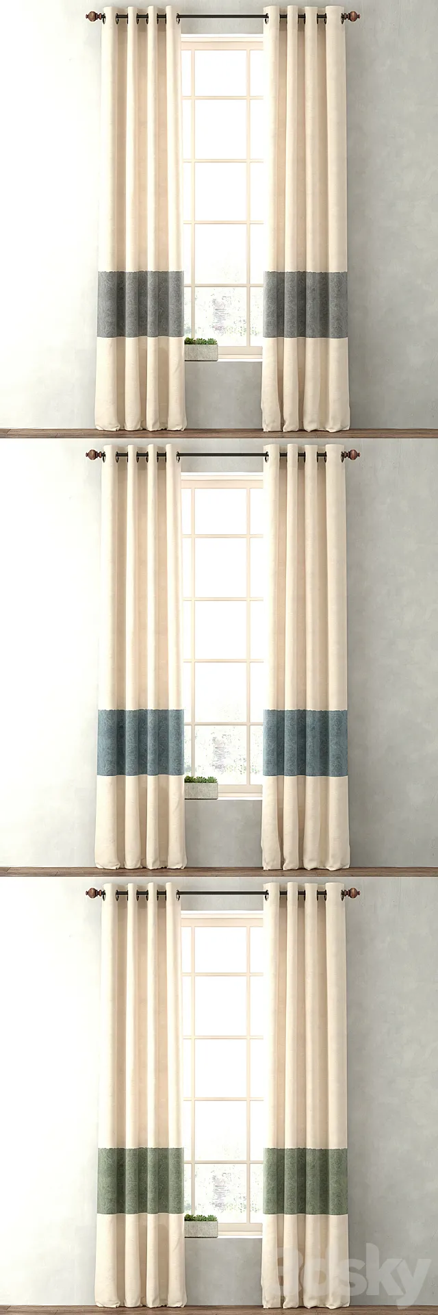 RH _ VINTAGE CANVAS STRIPE DRAPERY PANEL 3D Model