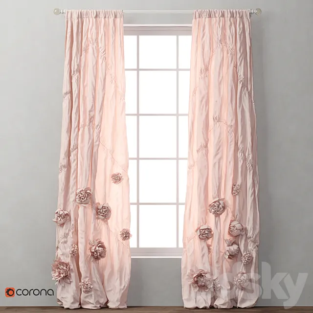 RH _ WASHED APPLIQUED FLEUR DRAPERY 3DModel