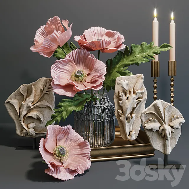 RH Acanthus leaves decorative set 3D Model