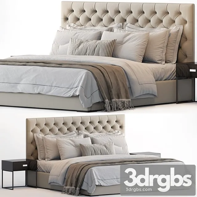 Rh adler diamond tufted panel fabric bed