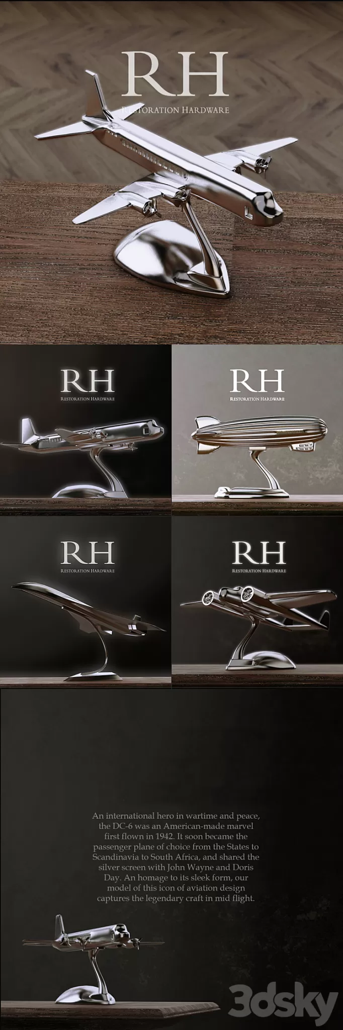 RH AIRCRAFTS DECORATION SET OF 4 3D Model