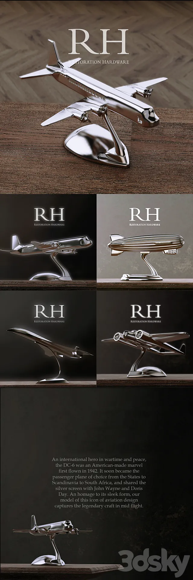 RH AIRCRAFTS DECORATION SET OF 4 3DModel