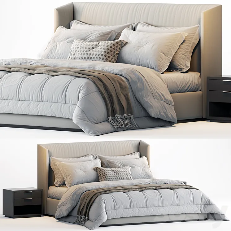 RH Alessa Fabric Shelter Bed 3D Model Free