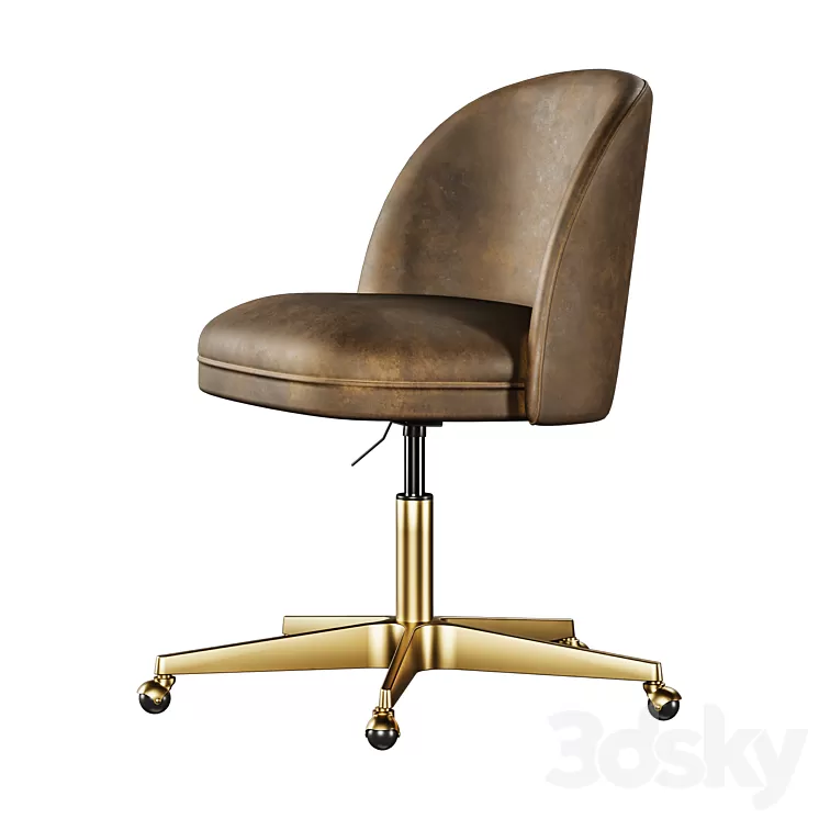 Rh Alessa Leather Desk Chair 3D Model