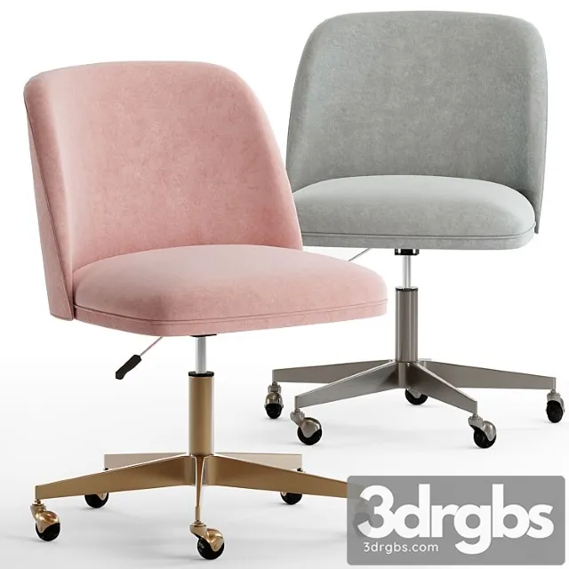 Rh alessa velvet desk chair - antiqud brass 2 3D Model Free