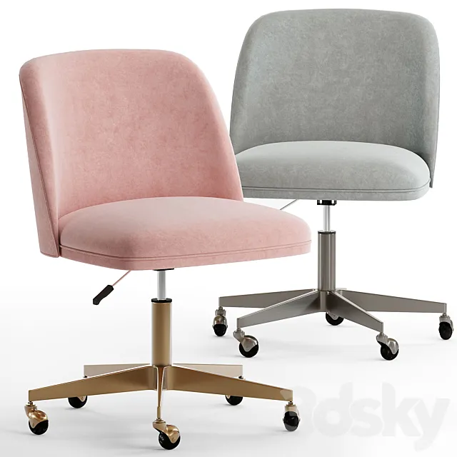 Rh alessa velvet desk chair - antiqud brass 3D Model