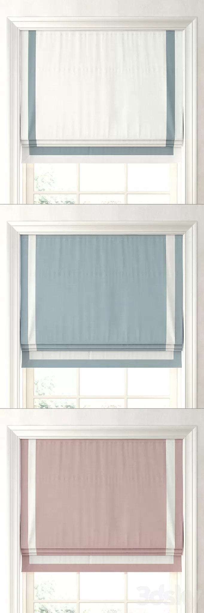 RH / APPLIQUED FRAME COTTON CANVAS ROMAN SHADE 3D Model