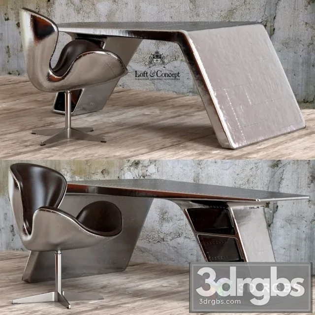 RH Aviator Desk and Chair 3D Model Free