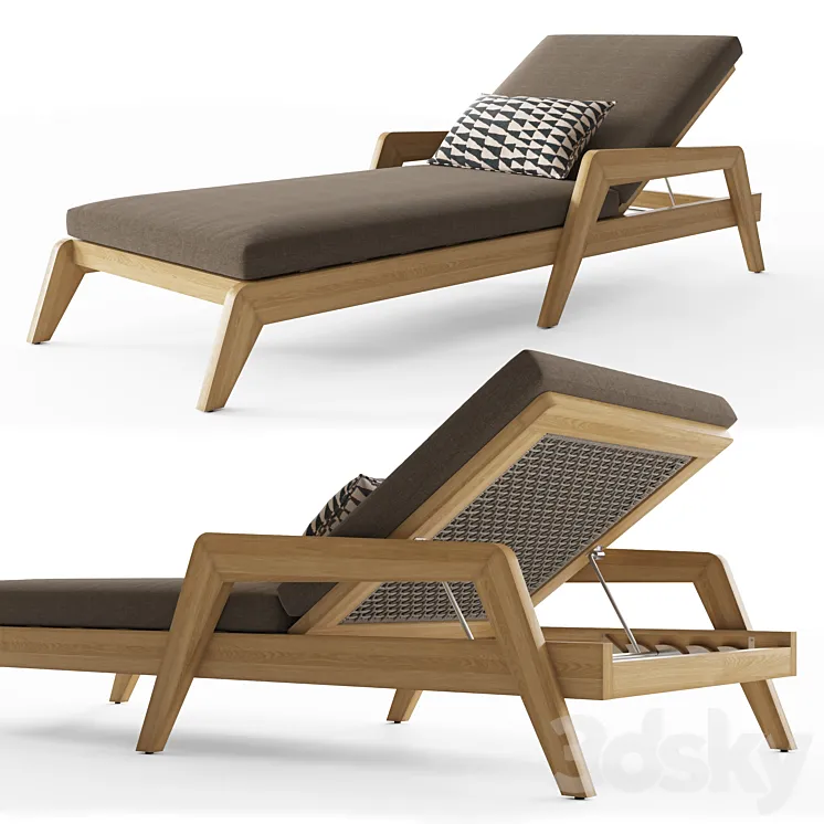 RH AVILA TEAK CHAISE 3D Model Free