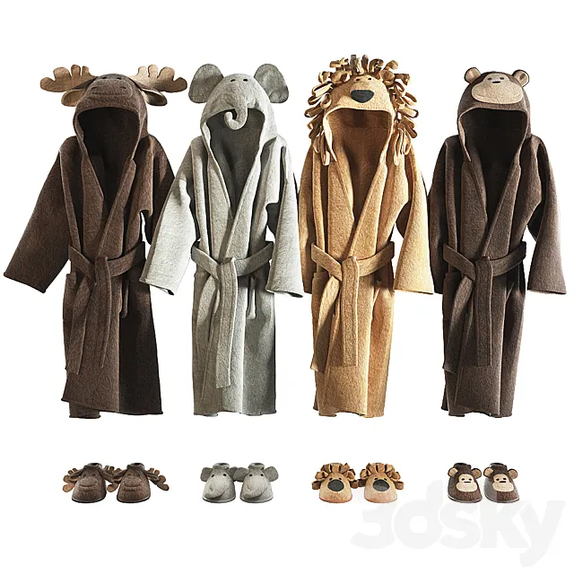 RH Baby bathrobe Animal set 002 3DModel