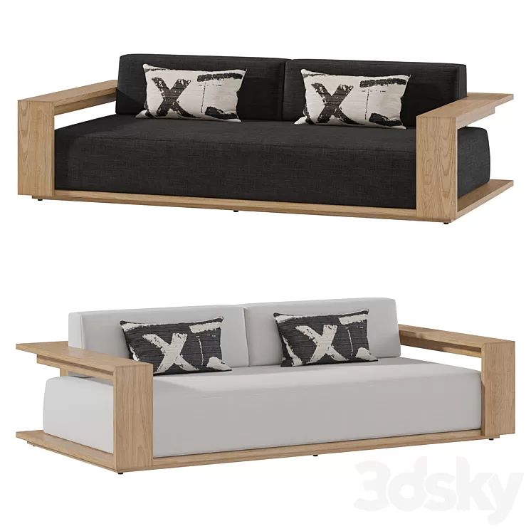 RH BAHIA SOFA Natural Teak size 2150 3D Model Free