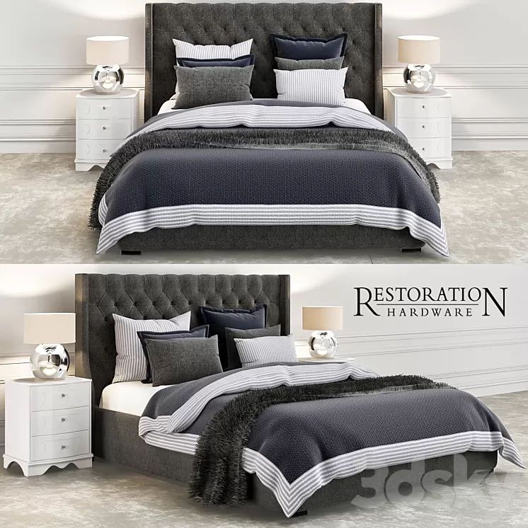 RH bedroom gray and blue 3D Model