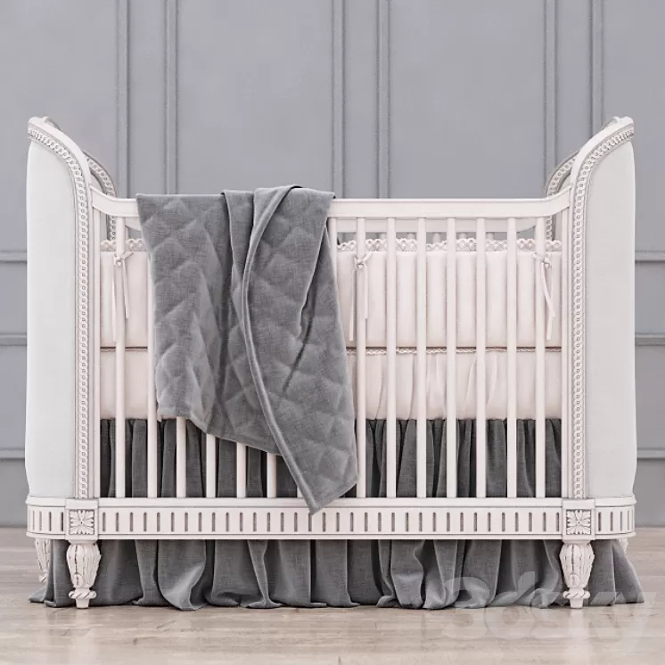 RH Belle Upholstered Crib (Antique Grey Mist) 3D Model