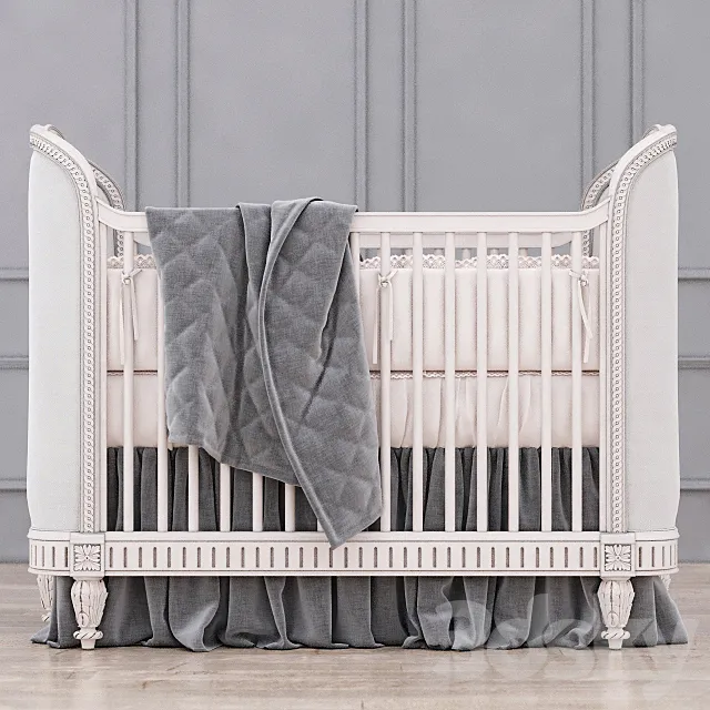 RH Belle Upholstered Crib (Antique Grey Mist) 3DModel
