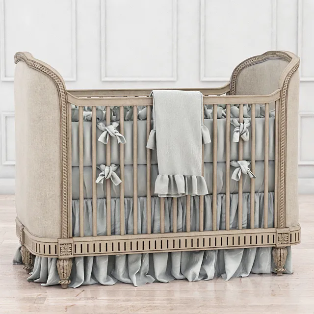 RH Belle Upholstered Crib (distressed linen) Free Download