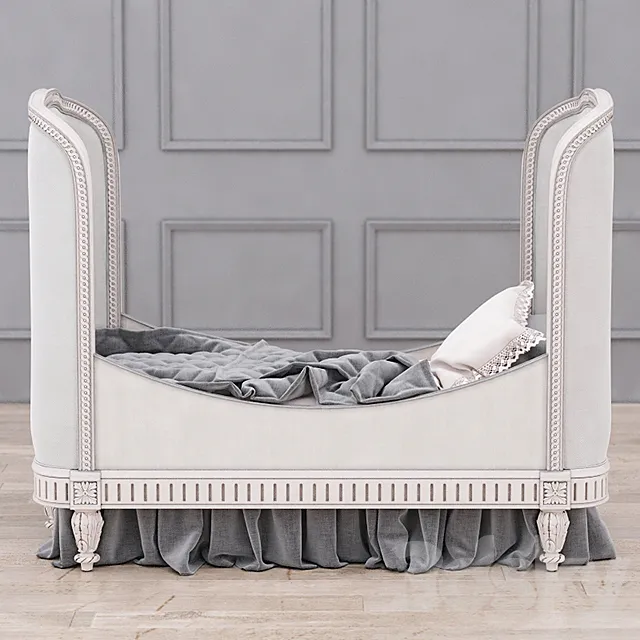 RH Belle Upholstered Toddler Bed (Antique Grey Mist) 3DModel