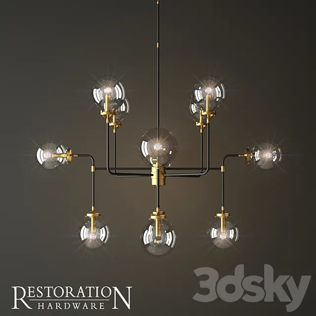 Rh bistro globe clear glass 12 brass 3DModel