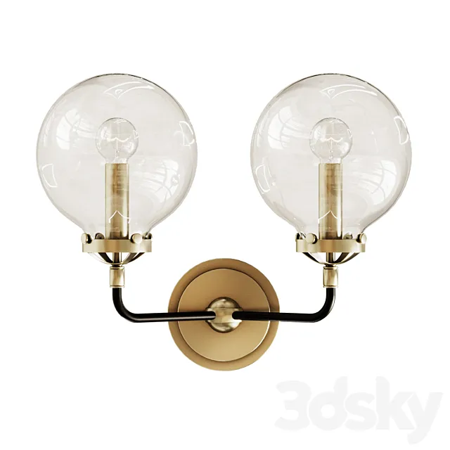 Rh bistro globe clear glass double sconce 3D Model