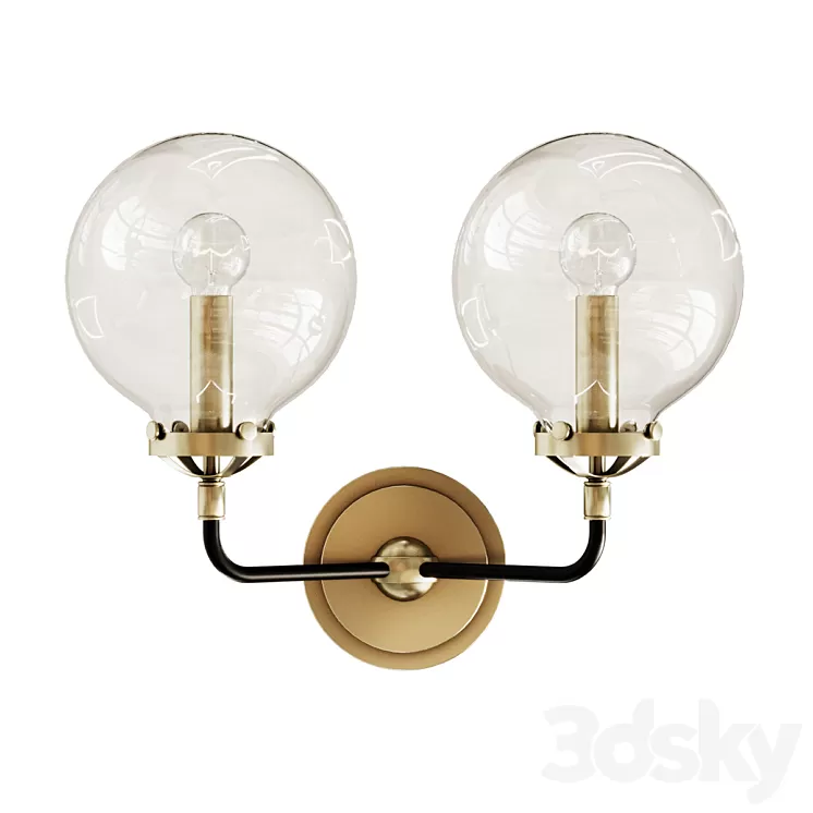 Rh bistro globe clear glass double sconce 3D Model